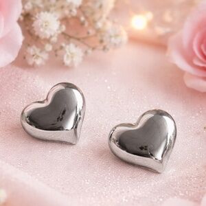 Silver tone Heart Stud Earrings